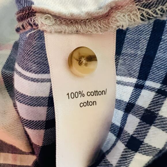 Maurices Women’s Long Sleeve M Flannel Shirt Blue Pink Plaid (A0129) - Picture 6 of 6